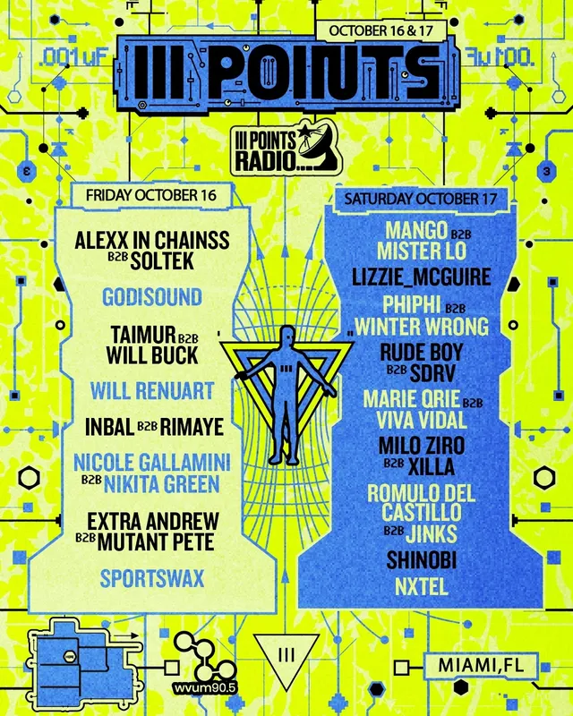 III Points Radio stage lineup poster