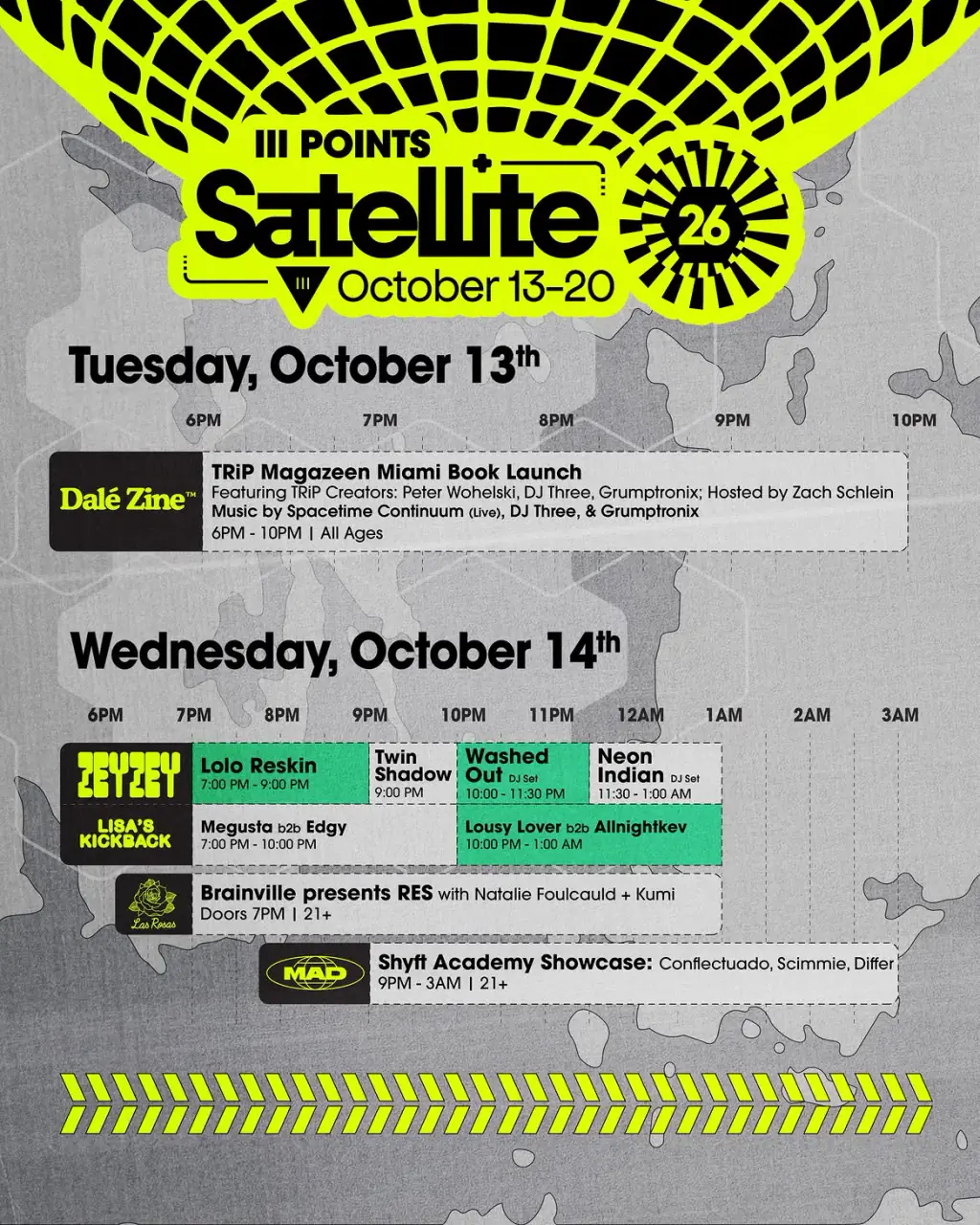 Satellite 26 set times: Tuesday Oct 13 and Wednesday Oct 14