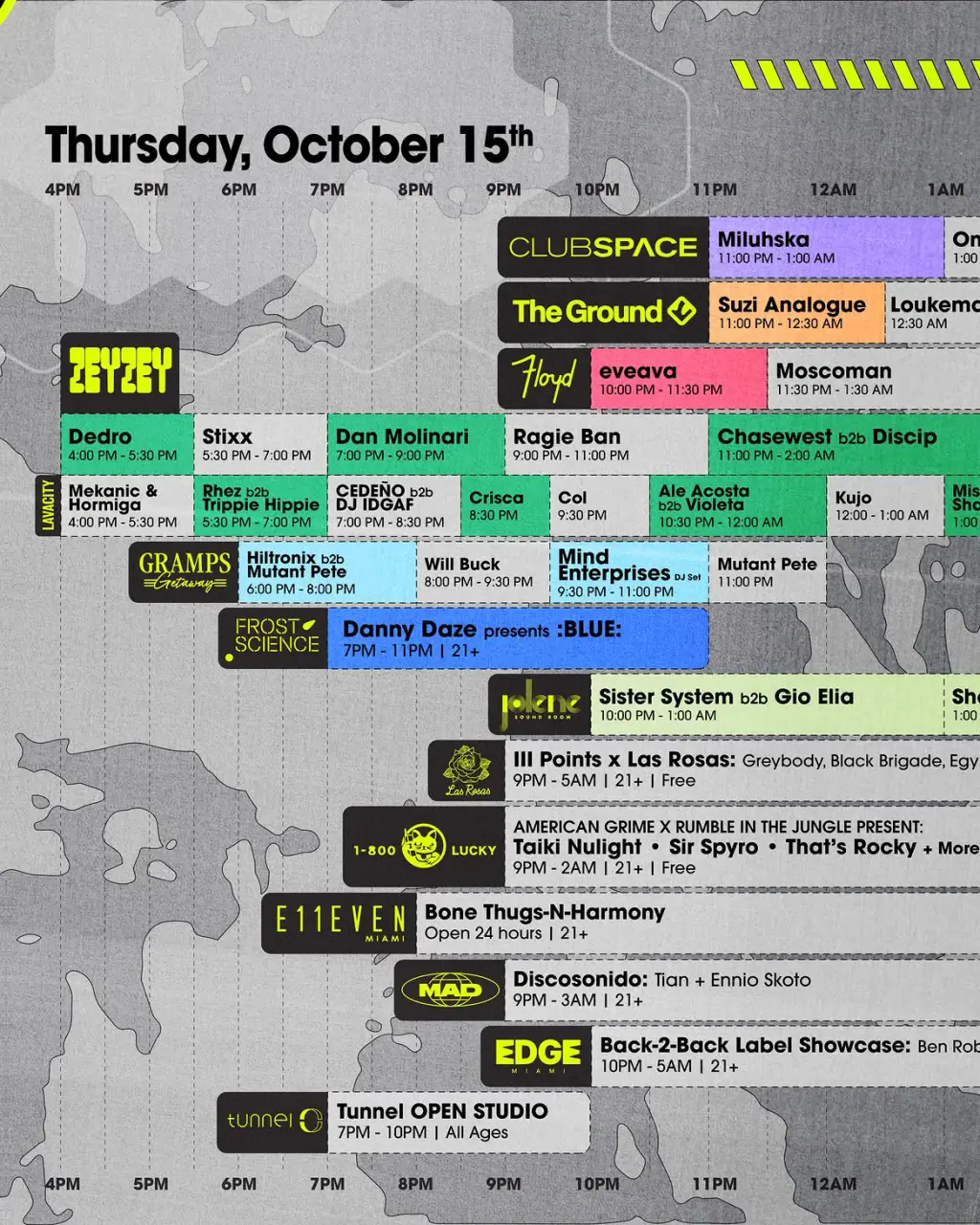 Thursday Oct 15 set times, part 1