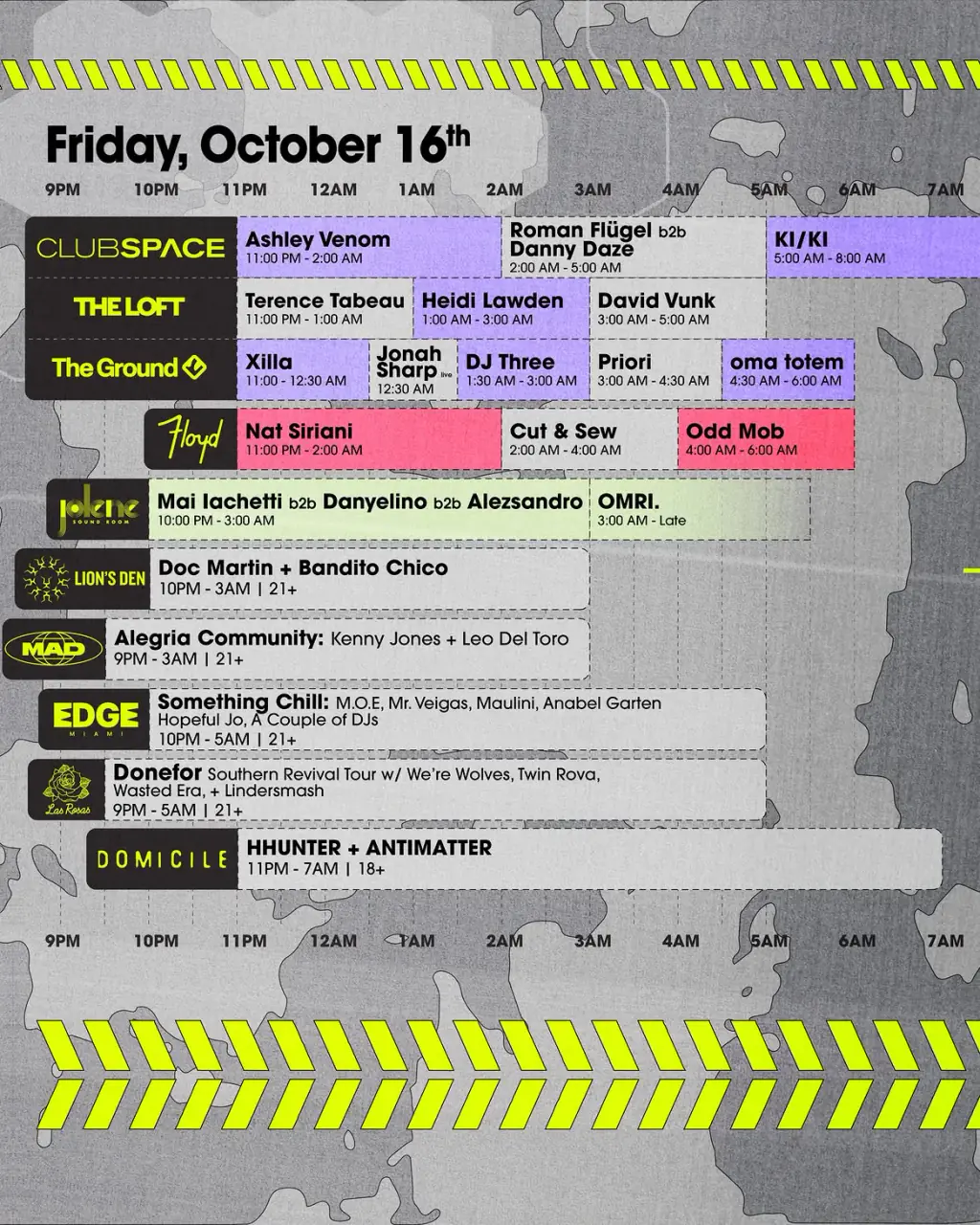 Friday Oct 16 set times