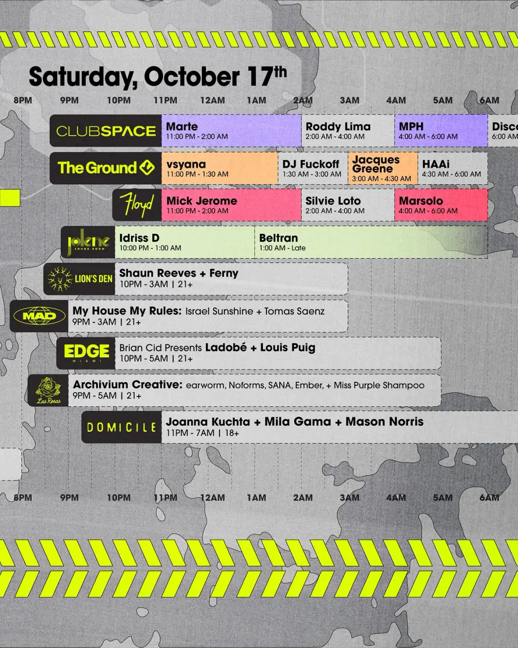 Saturday Oct 17 set times