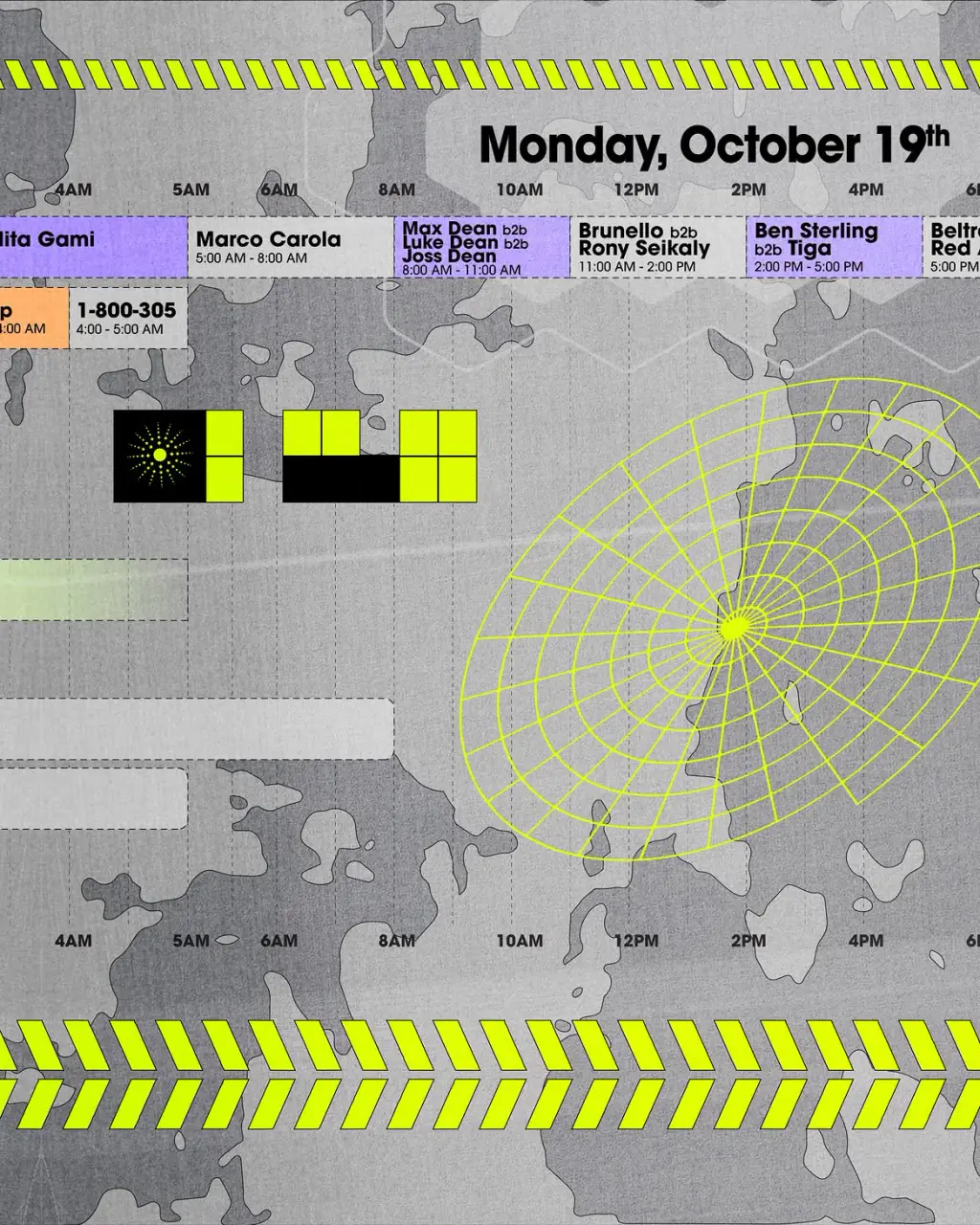 Monday Oct 19 closing party set times